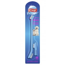 Зубная щетка-массажер для собак и кошек "Cliny", двухсторонняя зубная щётка и насадка на палец для массажа дёсен