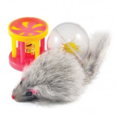 Набор игрушек для кошек (мяч, мышь, барабан), в наборе 3 игрушки, Triol
