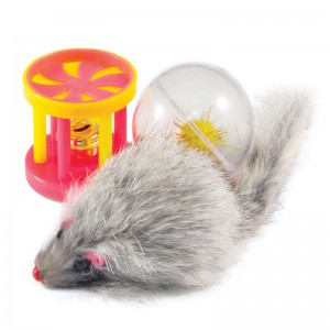 Набор игрушек для кошек (мяч, мышка, барабан), в наборе 3 игрушки, Triol