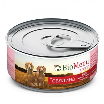 Консервы для собак "Говядина", BioMenu ADULT, 100 гр.
