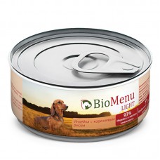 Консервы для собак "Индейка с коричневым рисом", BioMenu LIGHT, 100 гр.