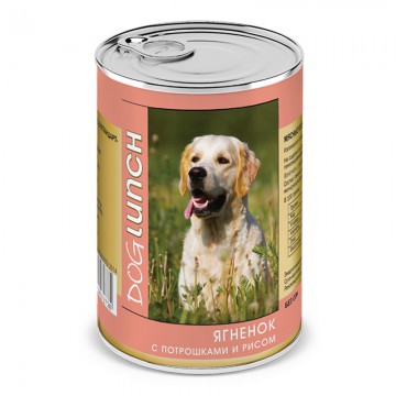 Консервы для собак "Ягнёнок с потрошками и рисом", Dog Lunch, 410 гр.