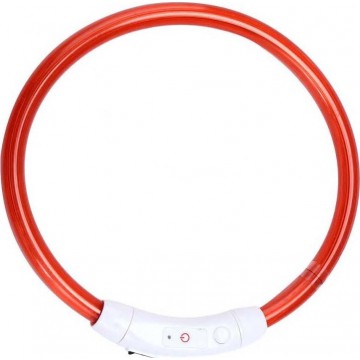 Ошейник маленький светодиодный светящийся USB подзаряжаемый, красный, до 35 см